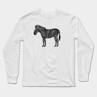 Zebra Ink Art - cool African animal design - on white Long Sleeve T-Shirt